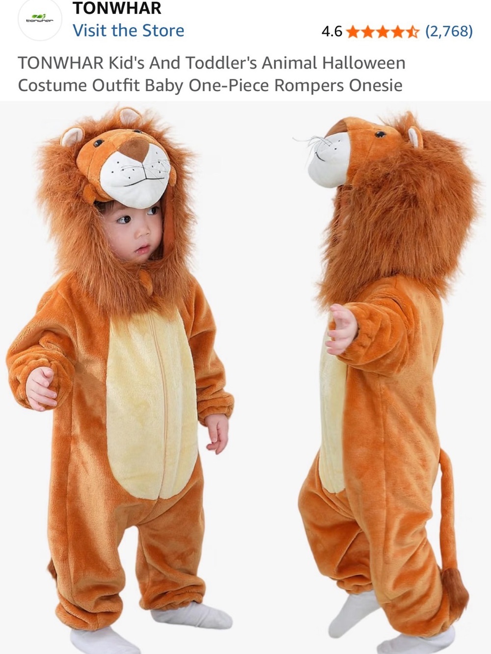 Lion Halloween Costume (1-2 months)